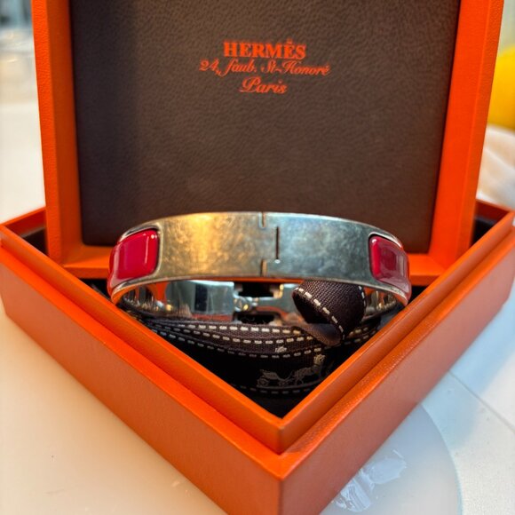 Hermes Clic H bracelet Red with Silver Palladium - Picture 4 of 7